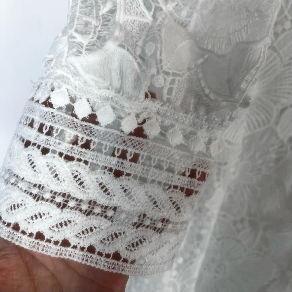 NEW Boston Proper Dress Coquette Cottage Floral Romantic Lolita Lace White XL